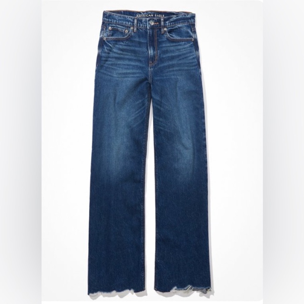 AE Dreamy Drape Super High-Waisted Baggy Wide-Leg Jeans, 4 Short